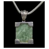 Sterling silver jade pendant with 16.5" sterling