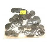 Lot, steel cents, 70 pcs.