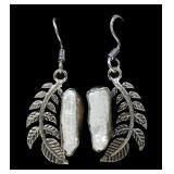 Sterling silver shepherd hook earrings with pearl