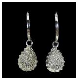 Sterling silver hoop earrings with diamond accent