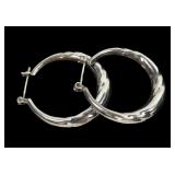 Sterling silver 1.25" diameter hoop earrings