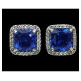 Pandora sterling silver blue stone post earrings