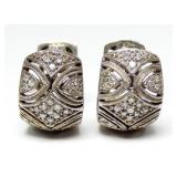 Sterling silver diamond accent huggie hinged hoop