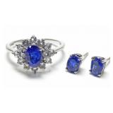 Sterling silver oval cut blue topaz ring with