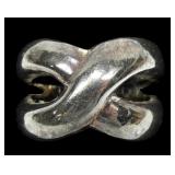 Sterling silver crossover design ring, size 7