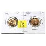 x2- 1945 Lincoln cents, Unc. -x2 cents