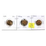 x3- 1944 P.D.S. Lincoln cents, Unc. -x3 cents
