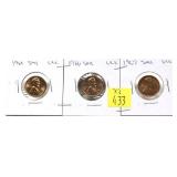 x3- SMS Lincoln cents: 1965, 1966, 1967-x3