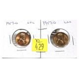 x2- 1957-D Lincoln cents, Unc. -x2 cents-