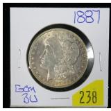 1887 Morgan dollar, gem B.U.