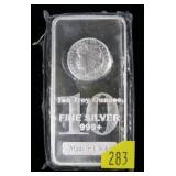 10 Troy ounce, 999+ fine silver bar, 10 Troy oz.