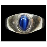 Streling silver bezel set blue cat