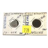 Lot, Norway coins, 2 pcs.