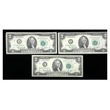 x3- $2 Federal Reserve notes series of 1976 -x3