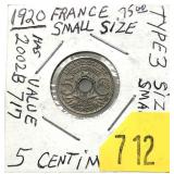 1920 France 5-cents