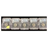 x5- 2005-D nickels- Return of the Buffalo ICG slab