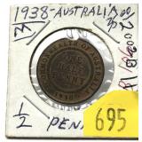 1938 Australian half penny