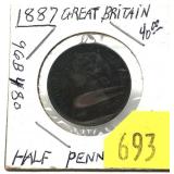 1887 British half penny