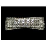 Sterling silver pave diamond band ring,