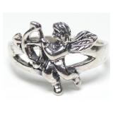 Sterling silver figural cupid ring, new, size 9,