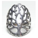 Sterling silver lattice freeform design ring,