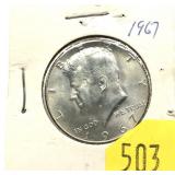 1967 Kennedy half dollar, 40% silver
