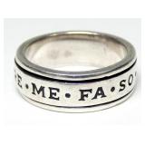 Sterling silver do-re-mi spinner ring, size 6,