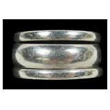 Sterling silver three-band bundled ring, size 8