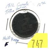 1812 Canadian half cent token
