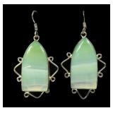 Sterling silver green agate shepherd hook earrings