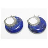 Sterling silver lapis lazuli hoop earrings