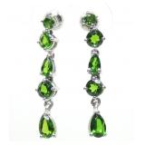 Sterling silver chrome diopside post earrings with