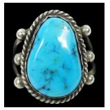 Sterling silver vintage split shank turquoise