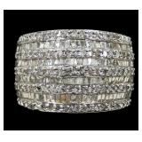 Sterling silver diamond accented banded ring,