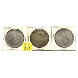 x3- Silver dollars, mixed dates -x3 dollars -