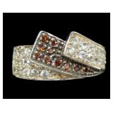 Sterling silver overlapping design orange diamond