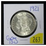 1921 Morgan dollar, gem-B.U.