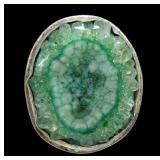 Artisan made large polished geode ring, approx.