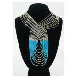 Sterling silver and turquoise bead waterfall