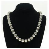 Sterling silver 16" bead necklace, 28.2 grams tw