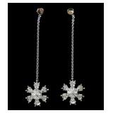 14K White gold post earrings with diamond accent