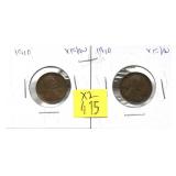 x2- 1910 Lincoln cents,XF/AU -x2 cents