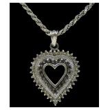 Sterling silver black and white diamond heart