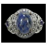 Karis sterling silver cabochon sodalite ring with