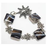 Sterling silver agate toggle clasp bracelet