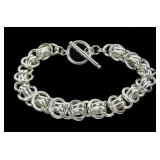 Sterling silver 8" toggle clasp bracelet,