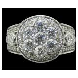 14K White gold diamond cluster ring with diamond