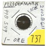1933 Denmark 1 ore
