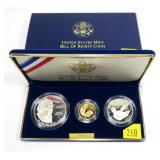 1993 3-pc. Bill of Rights Proof coin set: