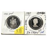 x2- Canadian Proof half dollars -x2 half dollars -